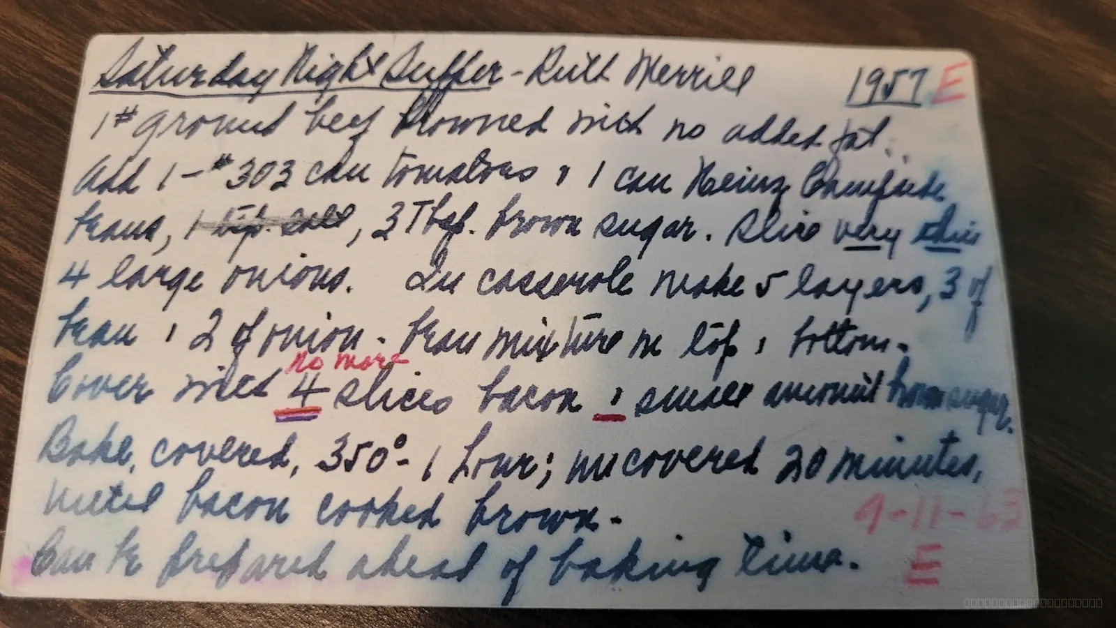 Recipe card scan for Saturday Night Supper
