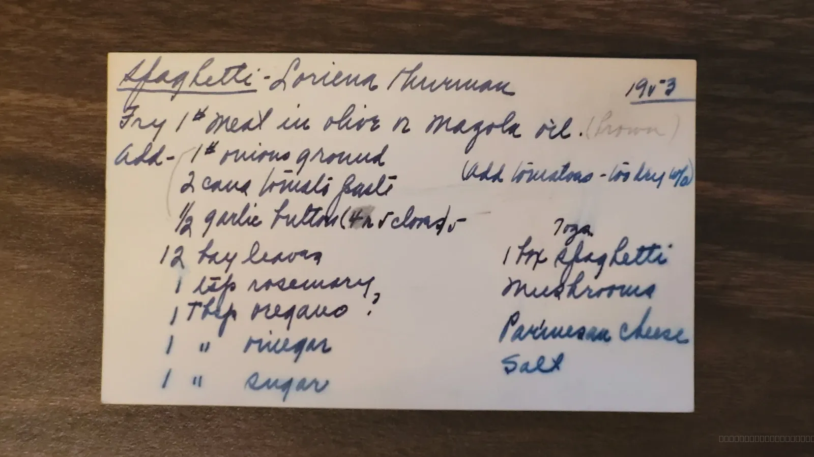 Recipe card scan for Spaghetti